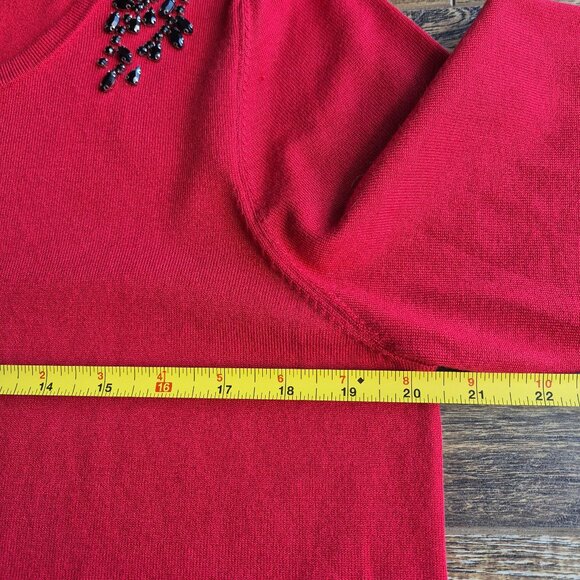 NWoT Chico's Jewelry Embellished Sweater Christmas Holiday Party Red - Picture 12 of 14